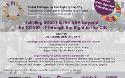 Fulfilling SDG11 and the NUA beyond the pandemic through the Right to the City