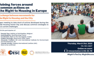 Joining forces around common actions on the Right to Housing in Europe